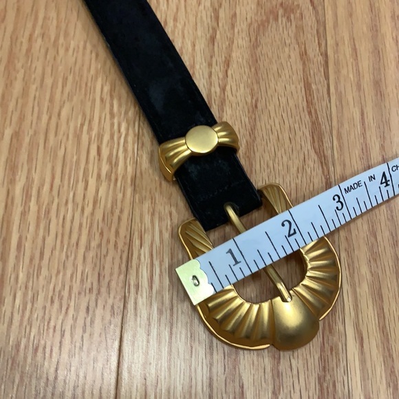 Vintage Suede Belt With Gold Tone Hardware - Picture 9 of 9